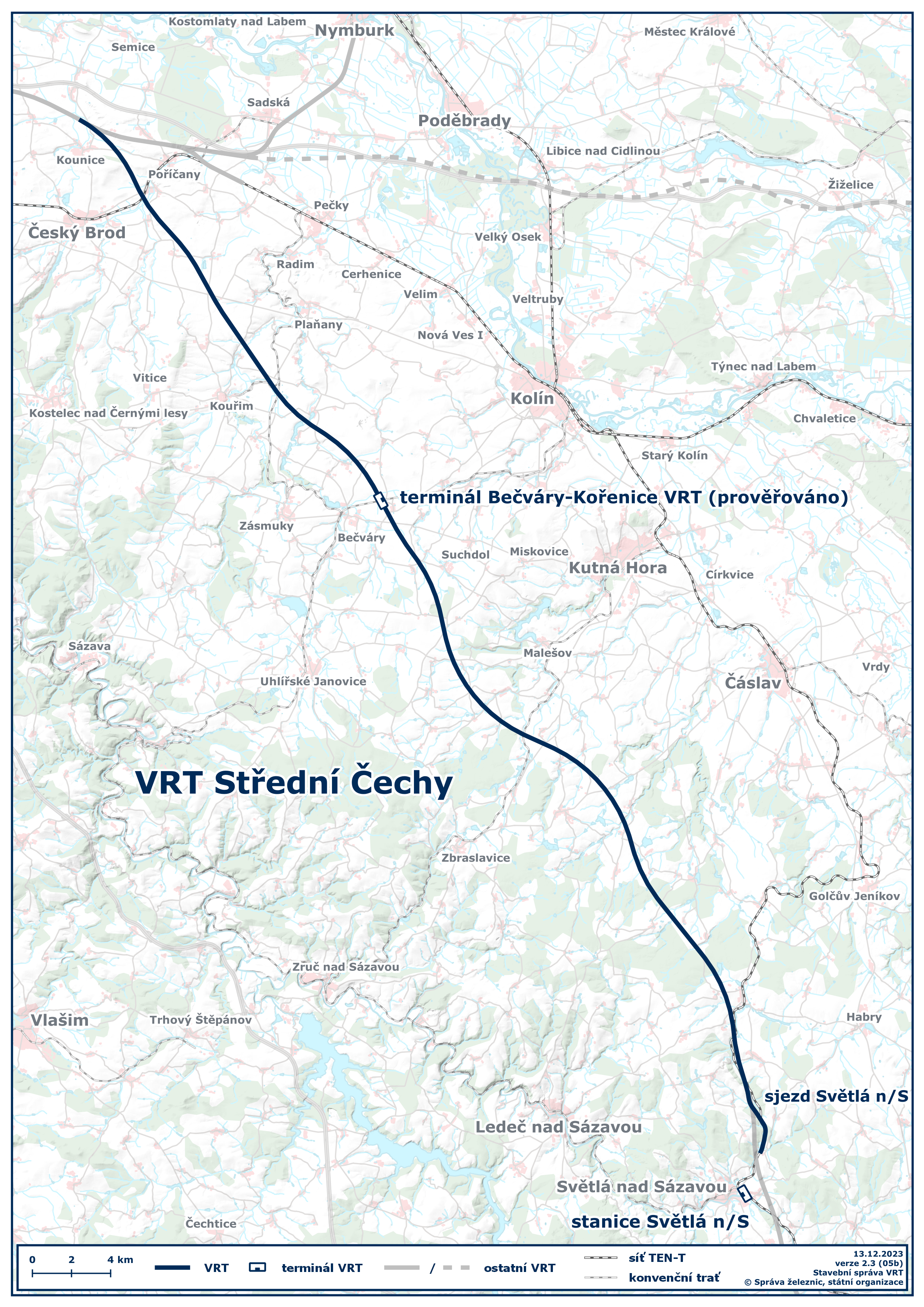 VRT Střední Čechy - mapa