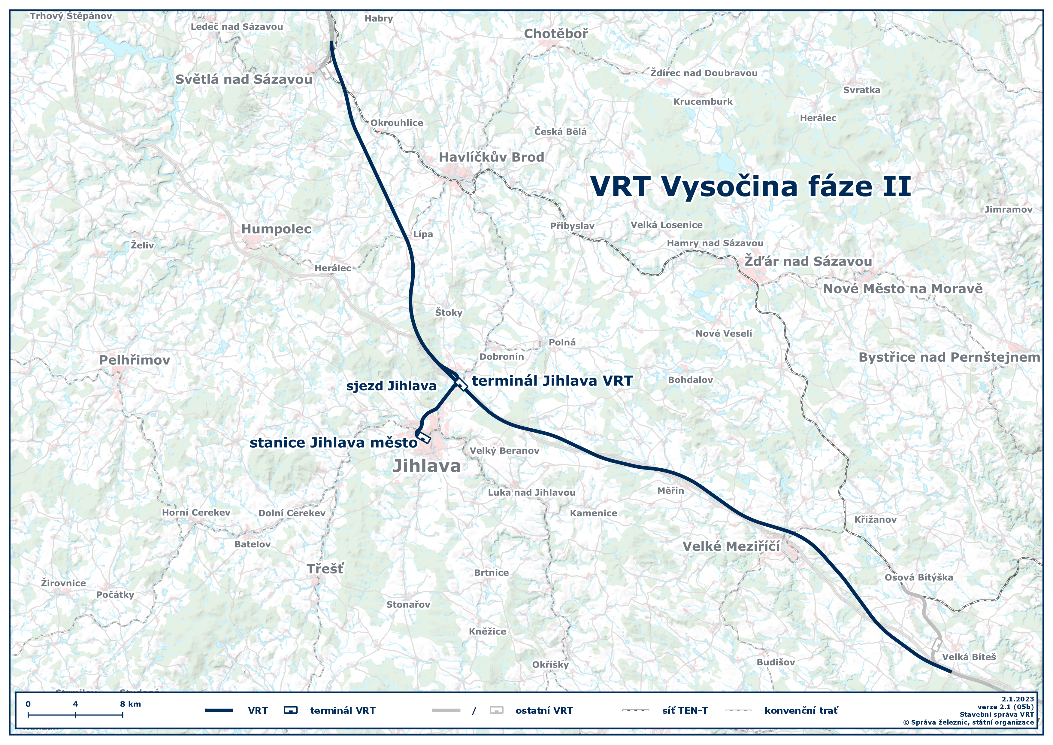 Mapa VRT Vysočina II